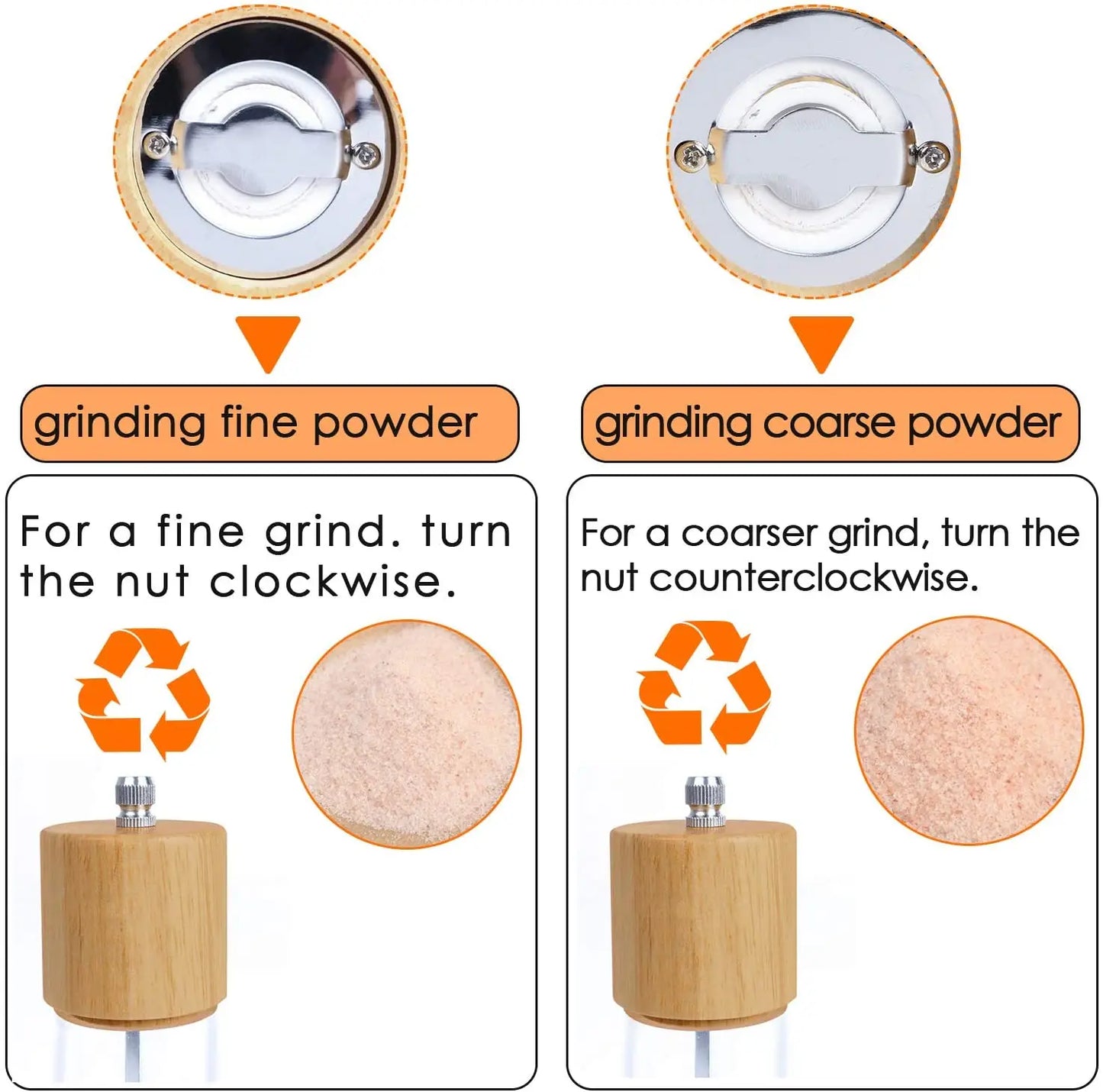 RusticTwist Manual Wooden Salt & Pepper Grinder Duo with Cleaning Brush