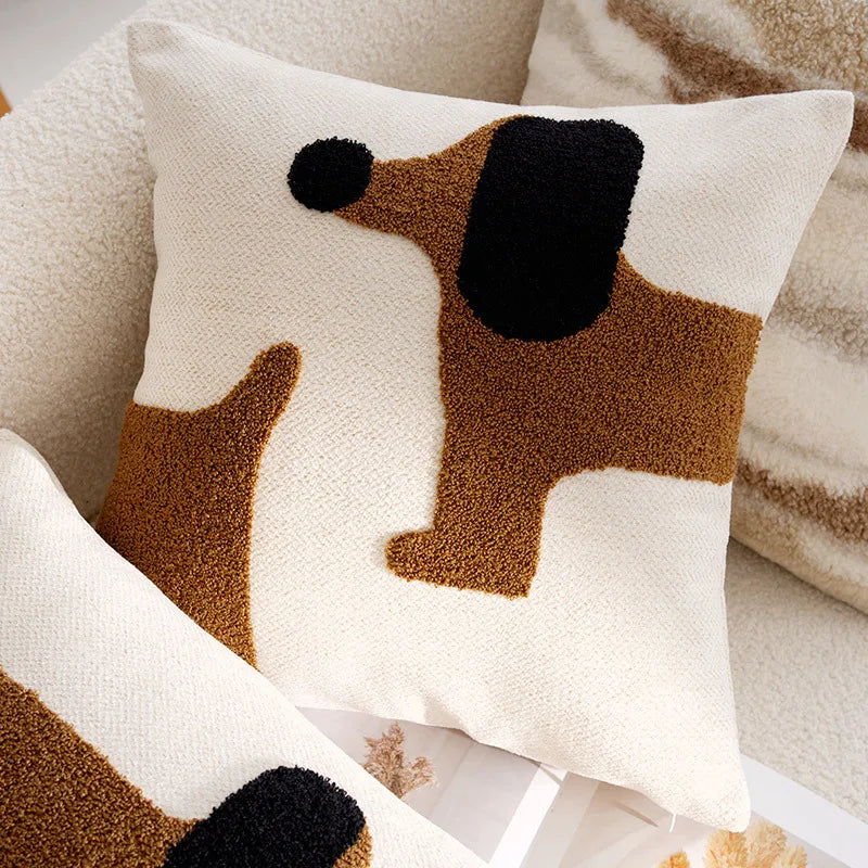 ScandiSnug Cute Embroidered Animal Cushion Cover