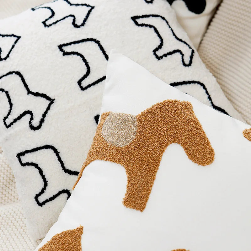 ScandiSnug Cute Embroidered Animal Cushion Cover