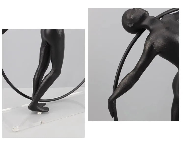 Escultura de acróbata de hierro fundido Grace in Motion para interiores modernos