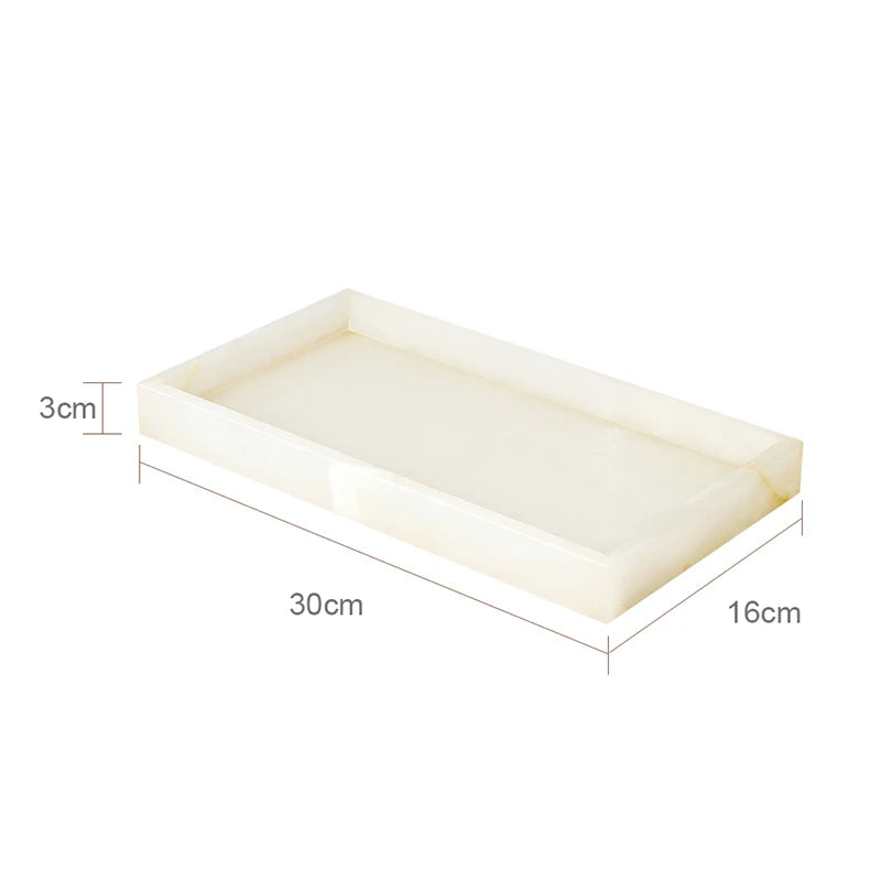 SereneStone Collection Natural White Onyx Marble Bathroom Set items with Gold and Silver Accents