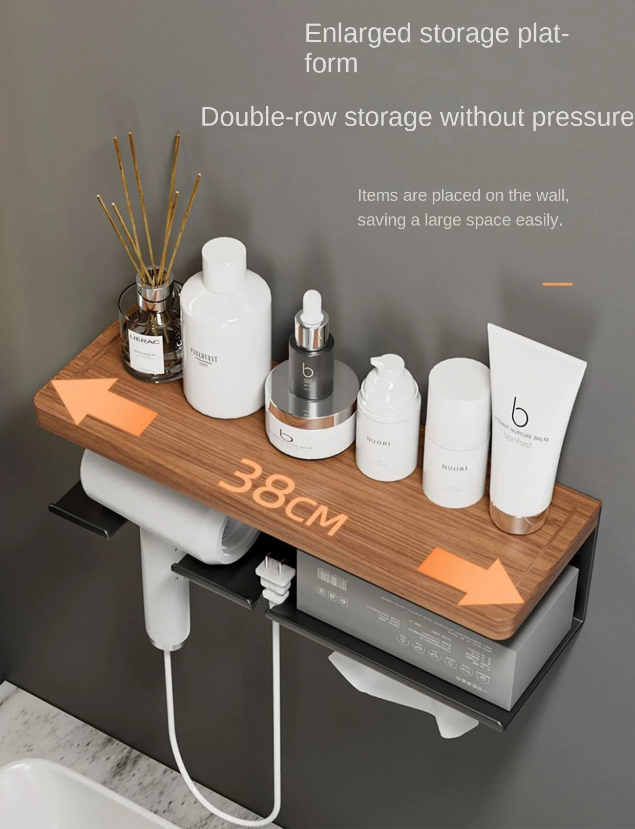 TidyTress Wooden Hair Dryer & Styling Tool Organiser
