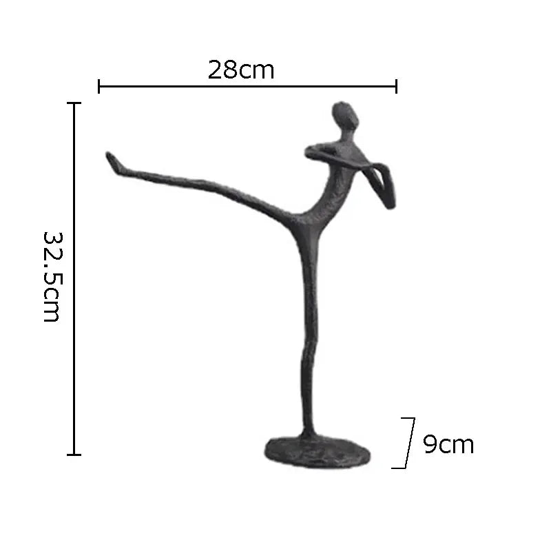 Escultura de acróbata de hierro fundido Grace in Motion para interiores modernos