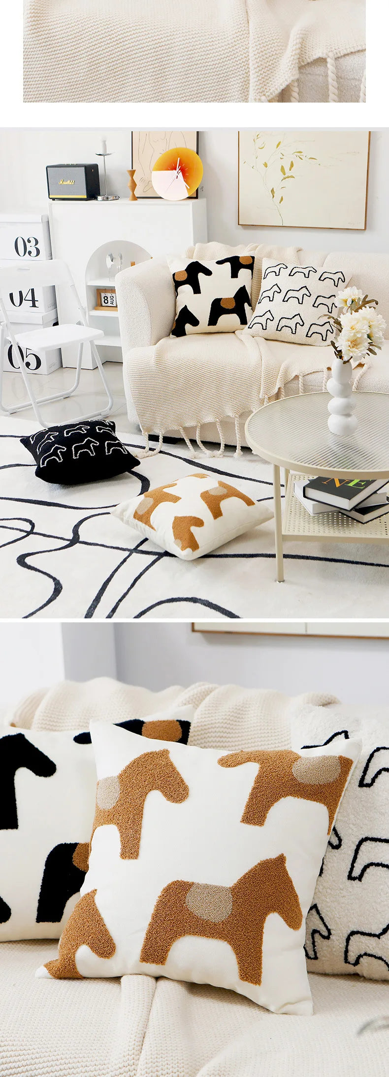 ScandiSnug Cute Embroidered Animal Cushion Cover