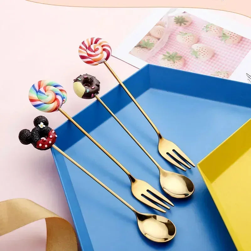 Artisan Sweet Treat Spoons Rainbow Dessert Fork & Spoon Gift Set