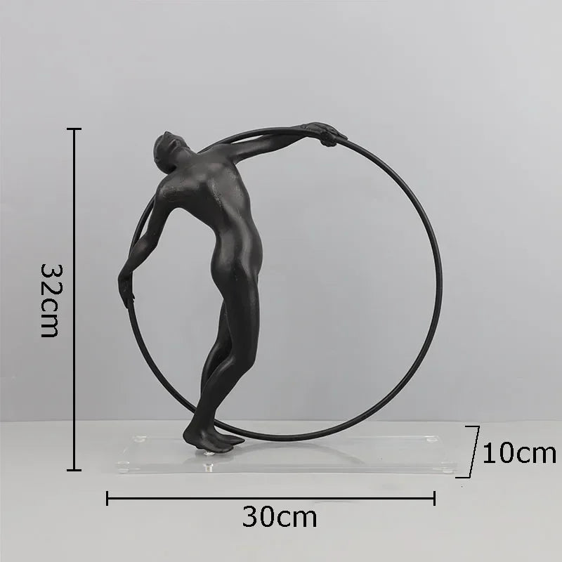 Escultura de acróbata de hierro fundido Grace in Motion para interiores modernos
