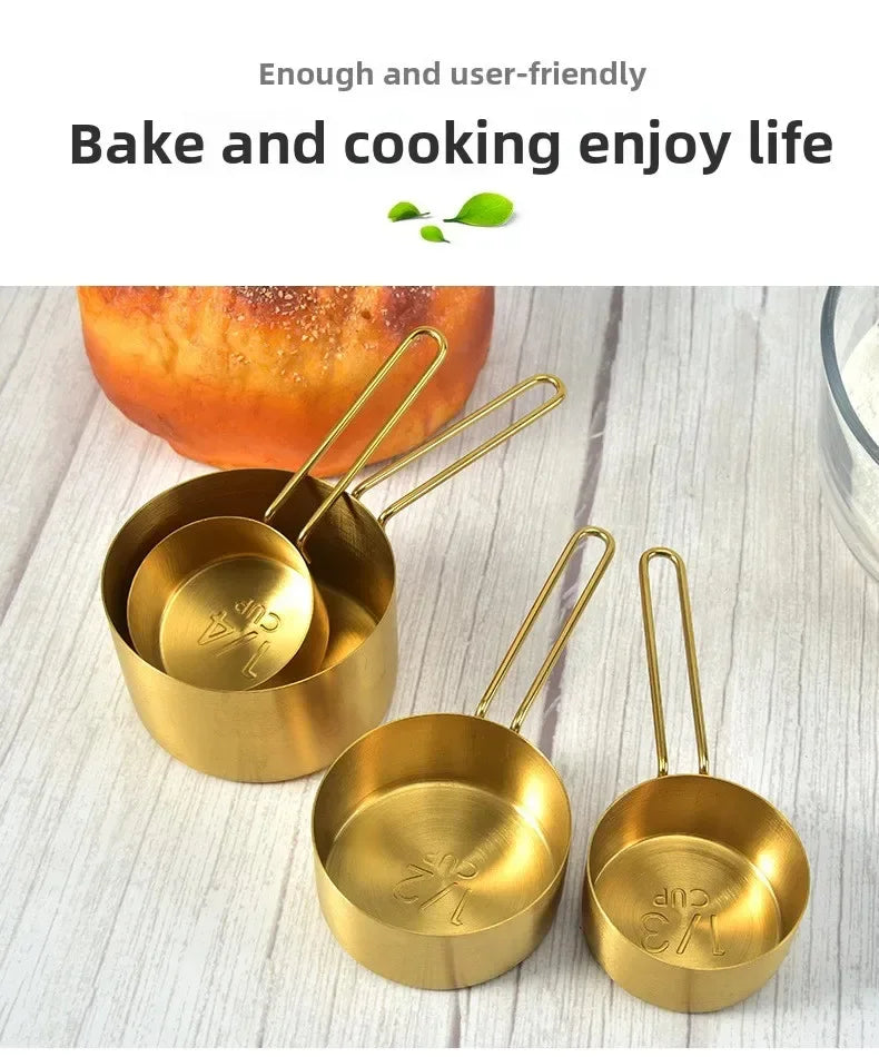 Golden Measure Premium Stainless Steel Cups & Spoons Set