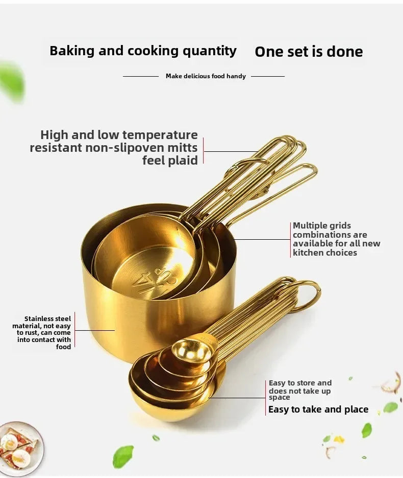 Golden Measure Premium Stainless Steel Cups & Spoons Set