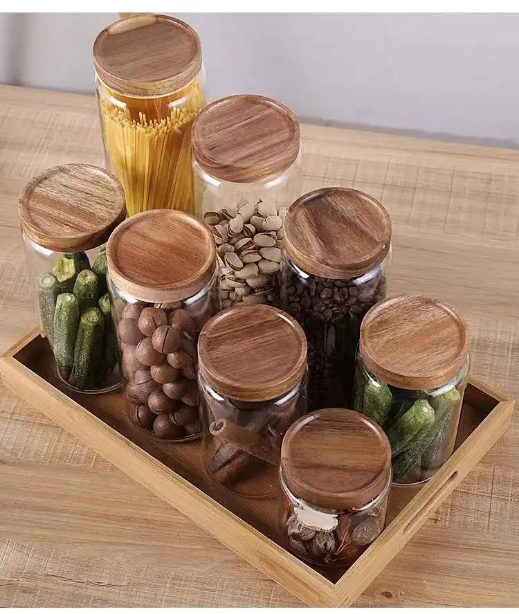 Glass Storage Jar with Airtight Wooden Lid