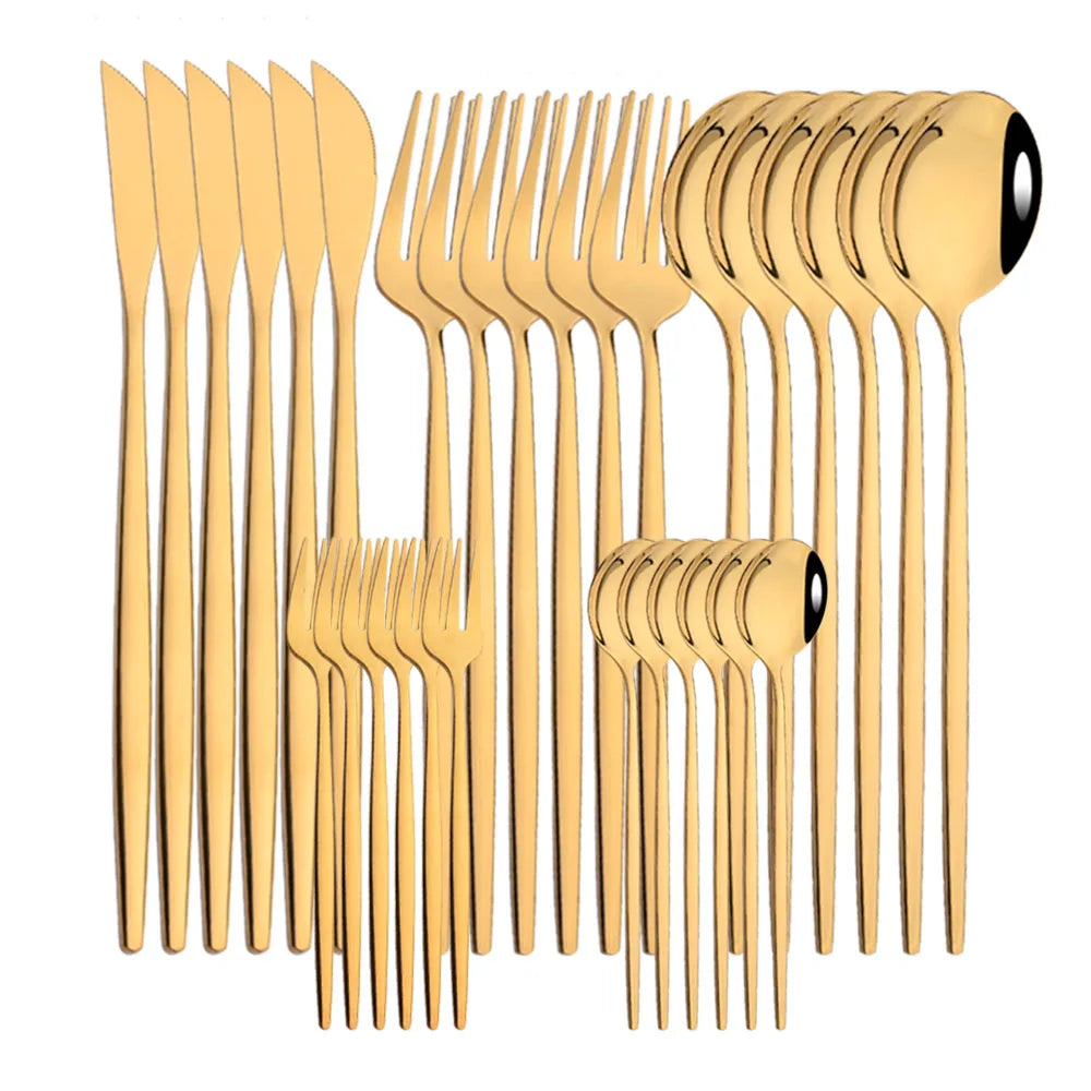 LuxeTone 30 Piece Colourful Stainless Steel Cutlery Set