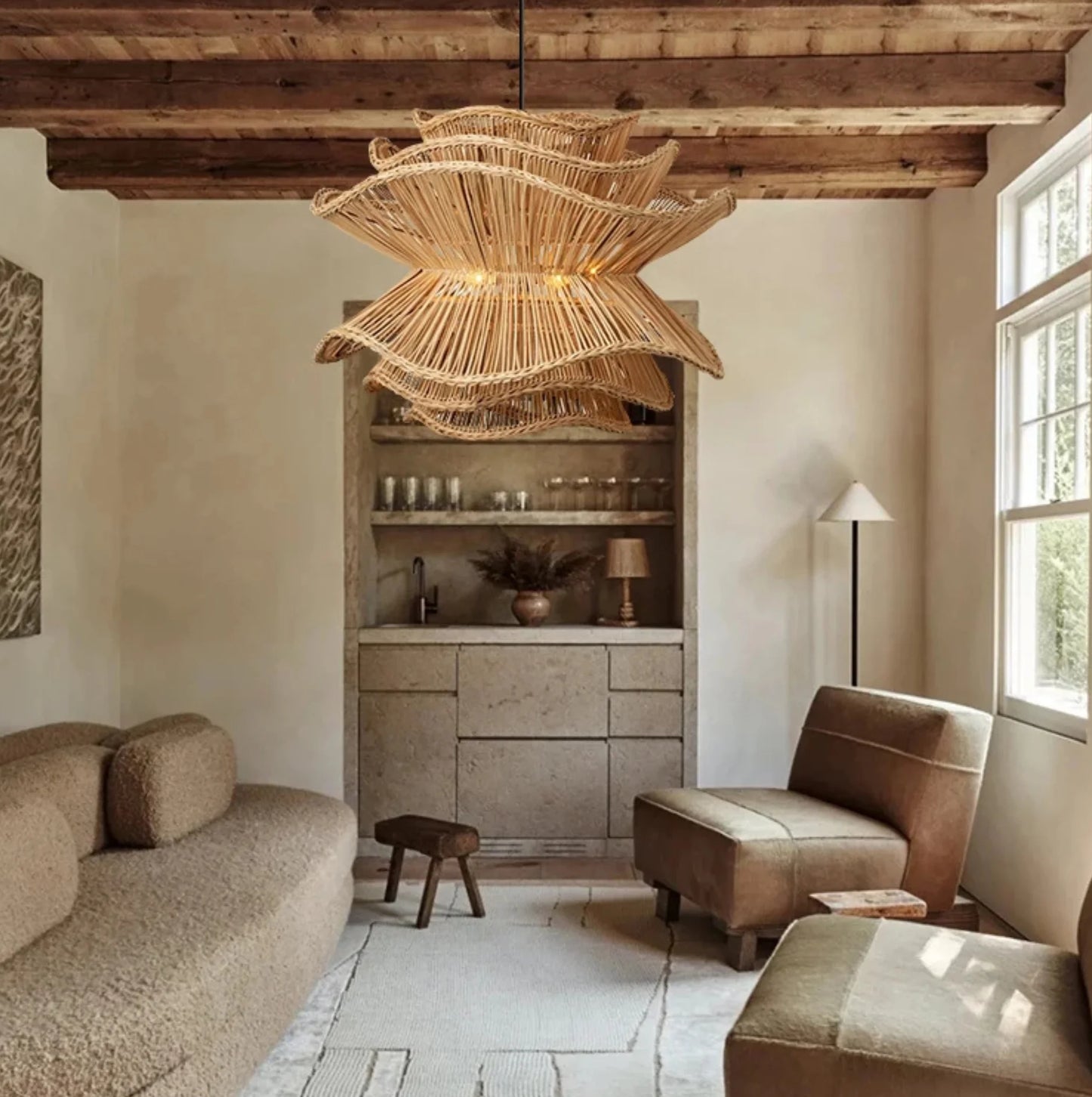 living room with pendant light