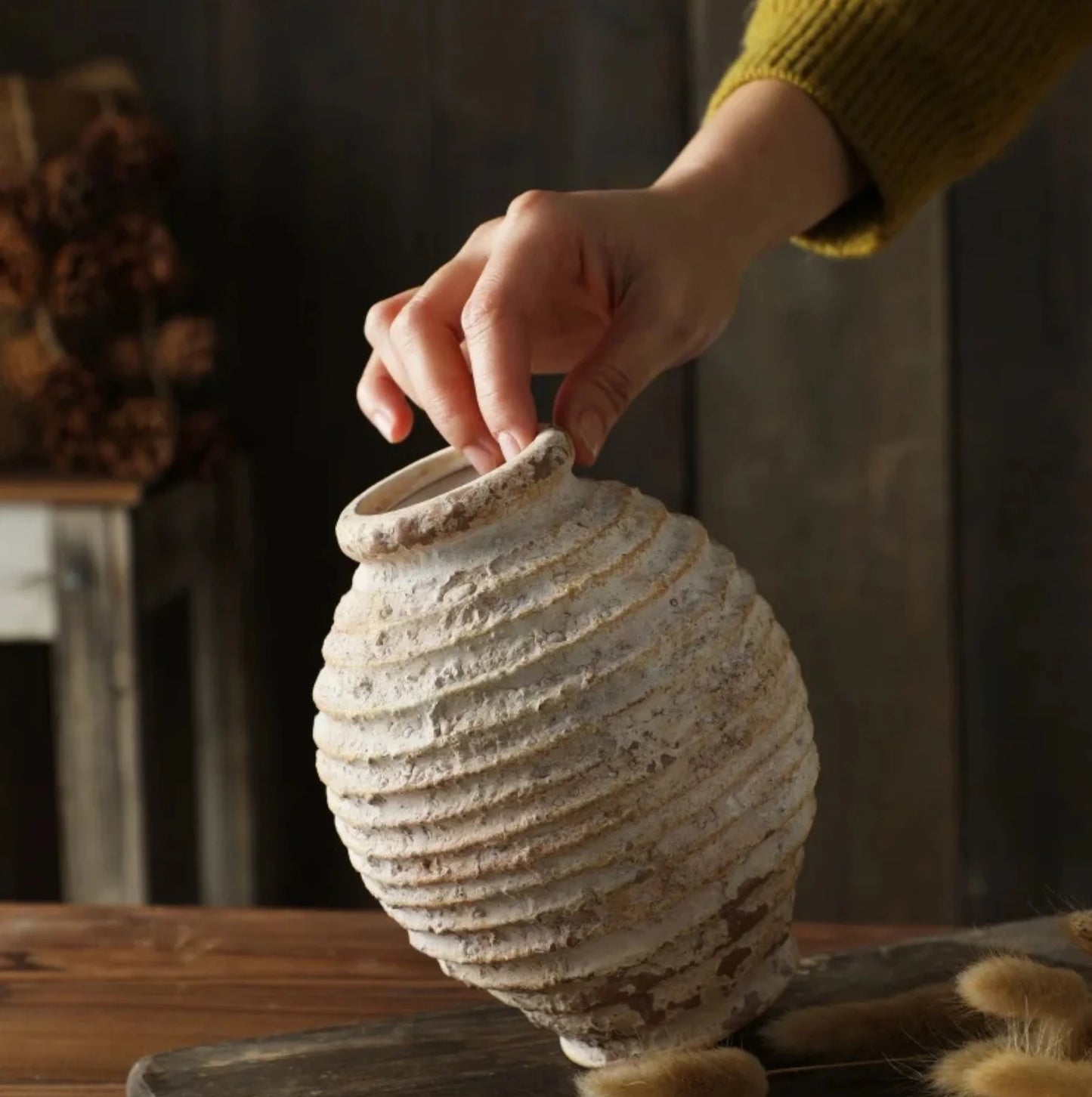 small rustic vase