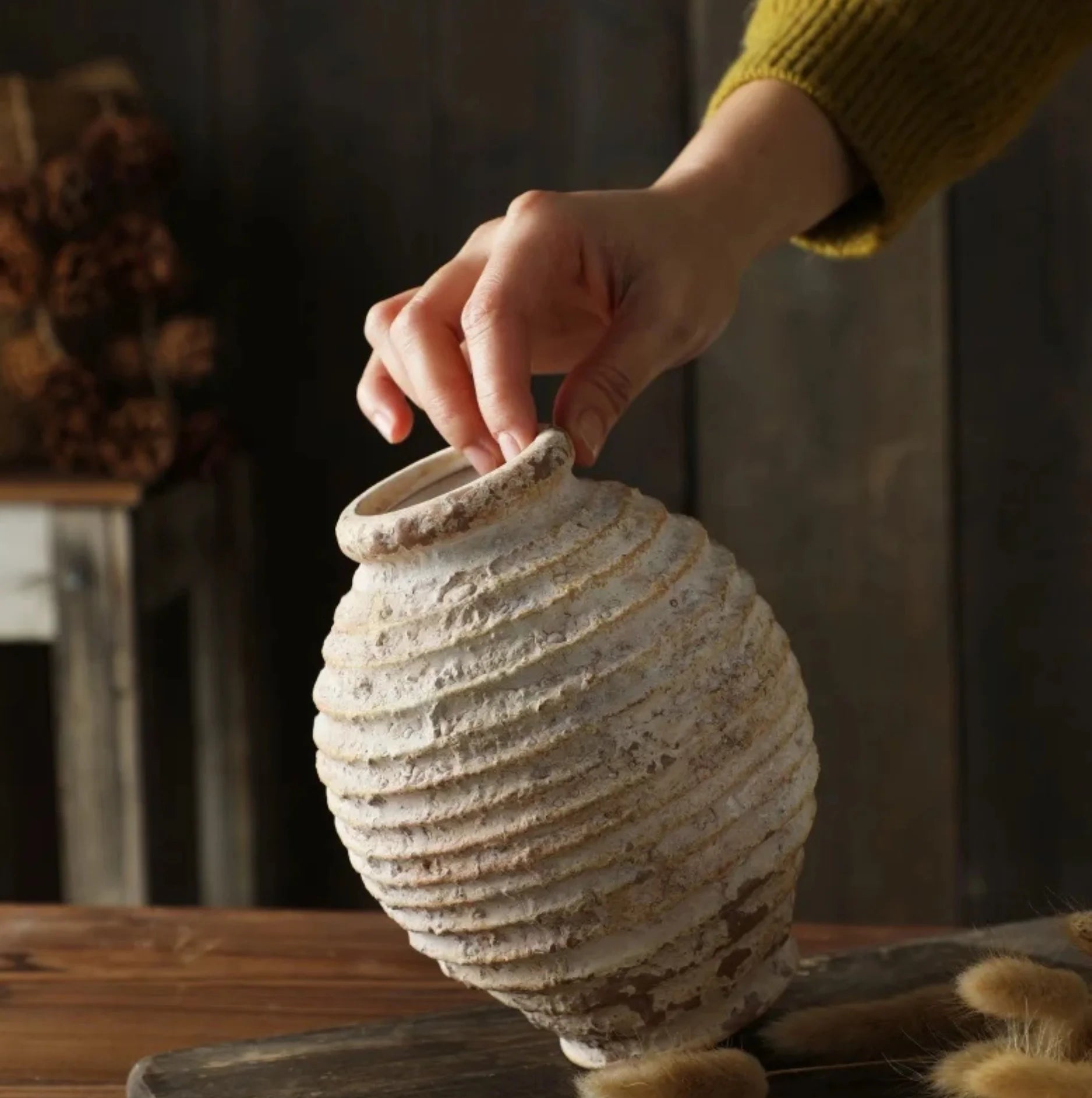 small rustic vase
