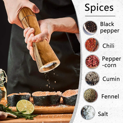 AcaciaSpice  Adjustable Wooden Salt & Pepper Mill