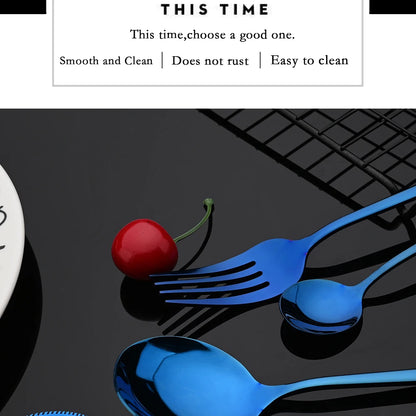 LuxeTone 30 Piece Colourful Stainless Steel Cutlery Set