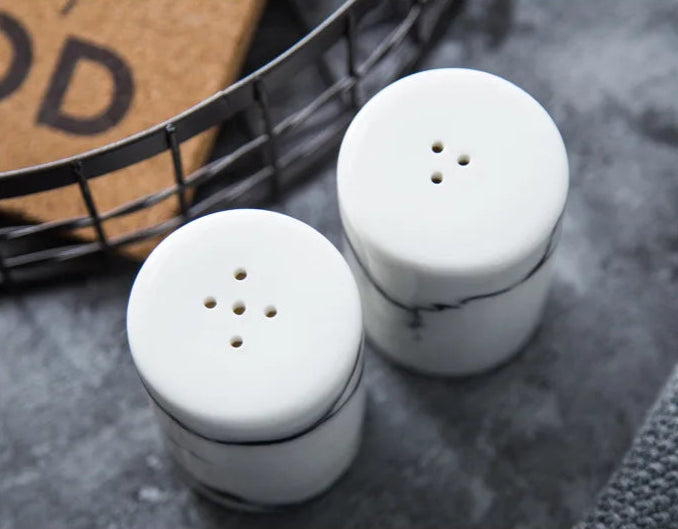 Nordic Marble Effect  Stylish Ceramic  Salt & Pepper Containers
