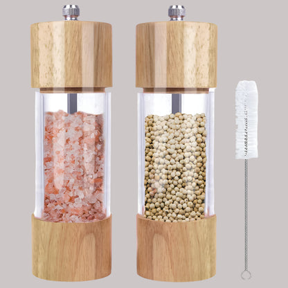 RusticTwist  Manual Wooden Salt & Pepper Grinder Duo with Cleaning Brush