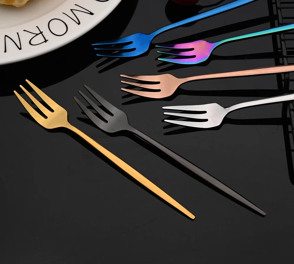 LuxeTone 30 Piece Colourful Stainless Steel Cutlery Set