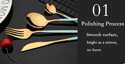 LuxeTone 30 Piece Colourful Stainless Steel Cutlery Set