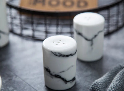 Nordic Marble Effect  Stylish Ceramic  Salt & Pepper Containers