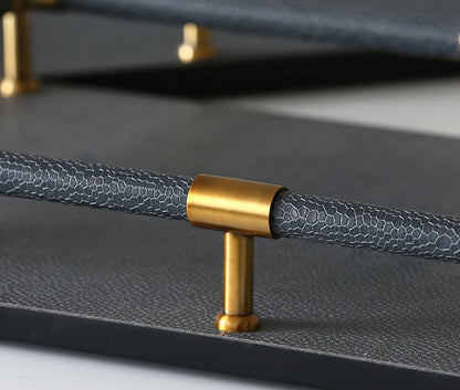 FjordForm  Nordic Leather Handle Tray for Serving  & Home Organisation