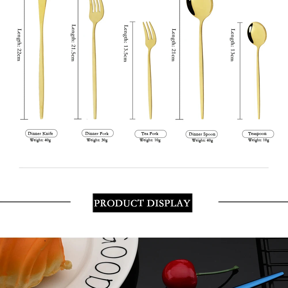 LuxeTone 30 Piece Colourful Stainless Steel Cutlery Set