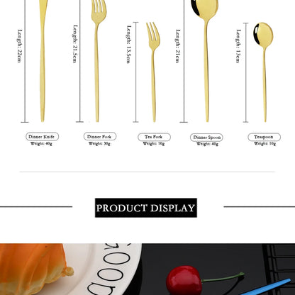 LuxeTone 30 Piece Colourful Stainless Steel Cutlery Set