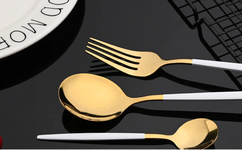 LuxeTone 30 Piece Colourful Stainless Steel Cutlery Set