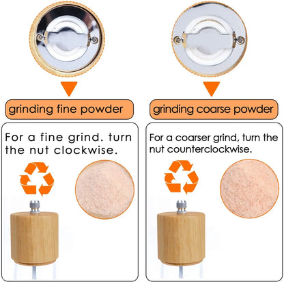 RusticTwist  Manual Wooden Salt & Pepper Grinder Duo with Cleaning Brush