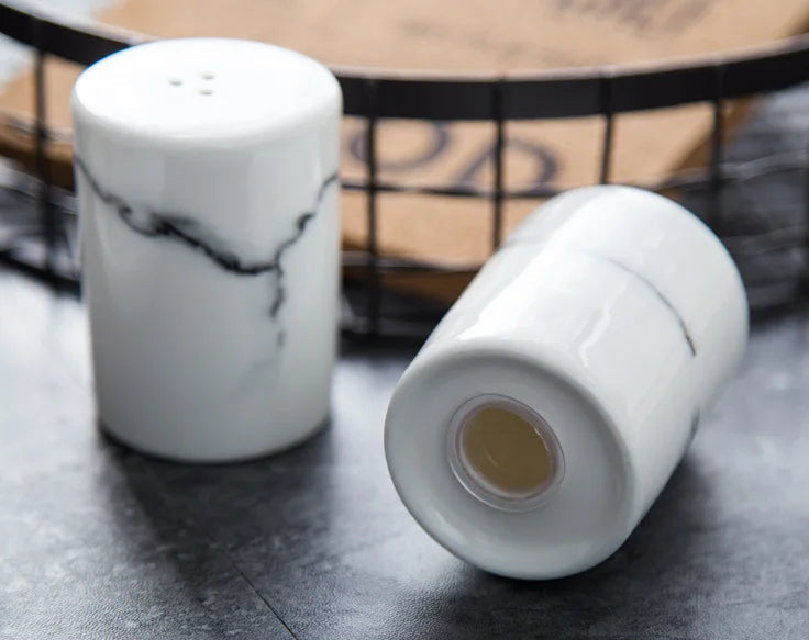 Nordic Marble Effect  Stylish Ceramic  Salt & Pepper Containers