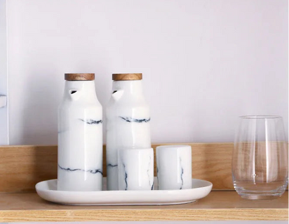 Nordic Marble Effect  Stylish Ceramic  Salt & Pepper Containers