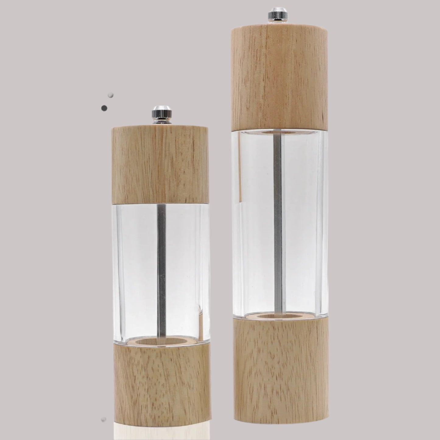 RusticTwist  Manual Wooden Salt & Pepper Grinder Duo with Cleaning Brush