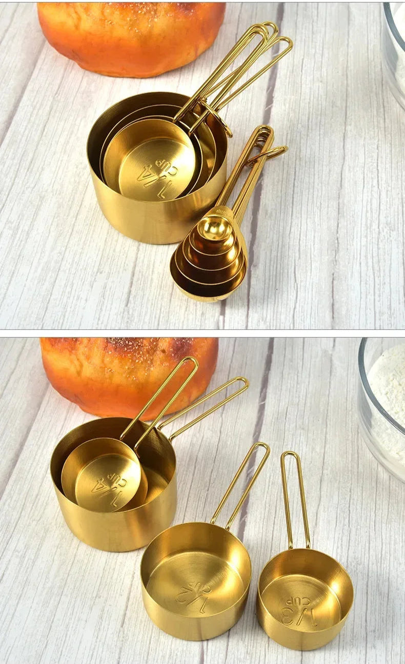 Golden Measure Premium Stainless Steel Cups & Spoons Set