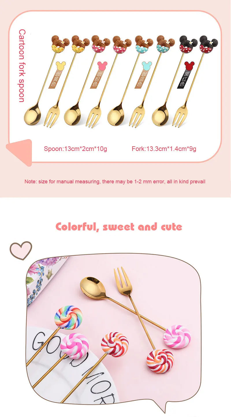 Artisan Sweet Treat Spoons Rainbow Dessert Fork & Spoon Gift Set