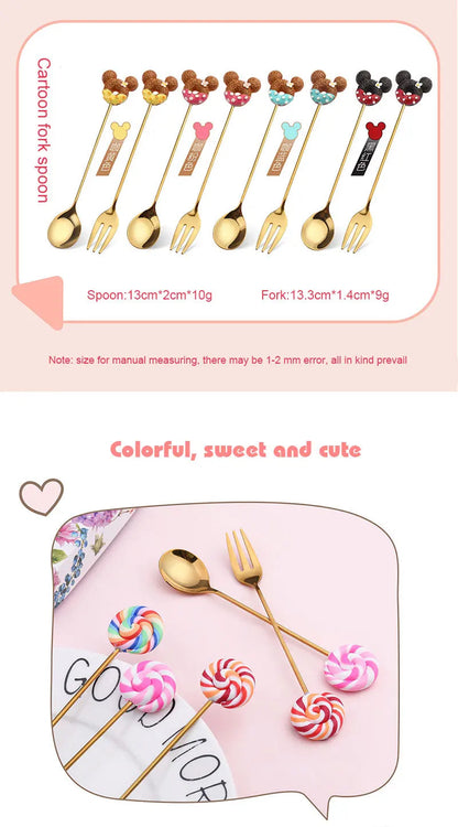 Artisan Sweet Treat Spoons Rainbow Dessert Fork & Spoon Gift Set