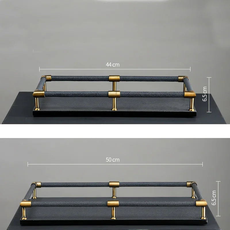 FjordForm  Nordic Leather Handle Tray for Serving  & Home Organisation
