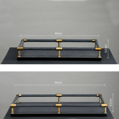 FjordForm  Nordic Leather Handle Tray for Serving  & Home Organisation