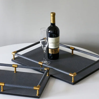 FjordForm  Nordic Leather Handle Tray for Serving  & Home Organisation