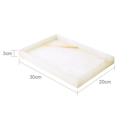 SereneStone Collection Natural White Onyx Marble Bathroom Set items with Gold and Silver Accents