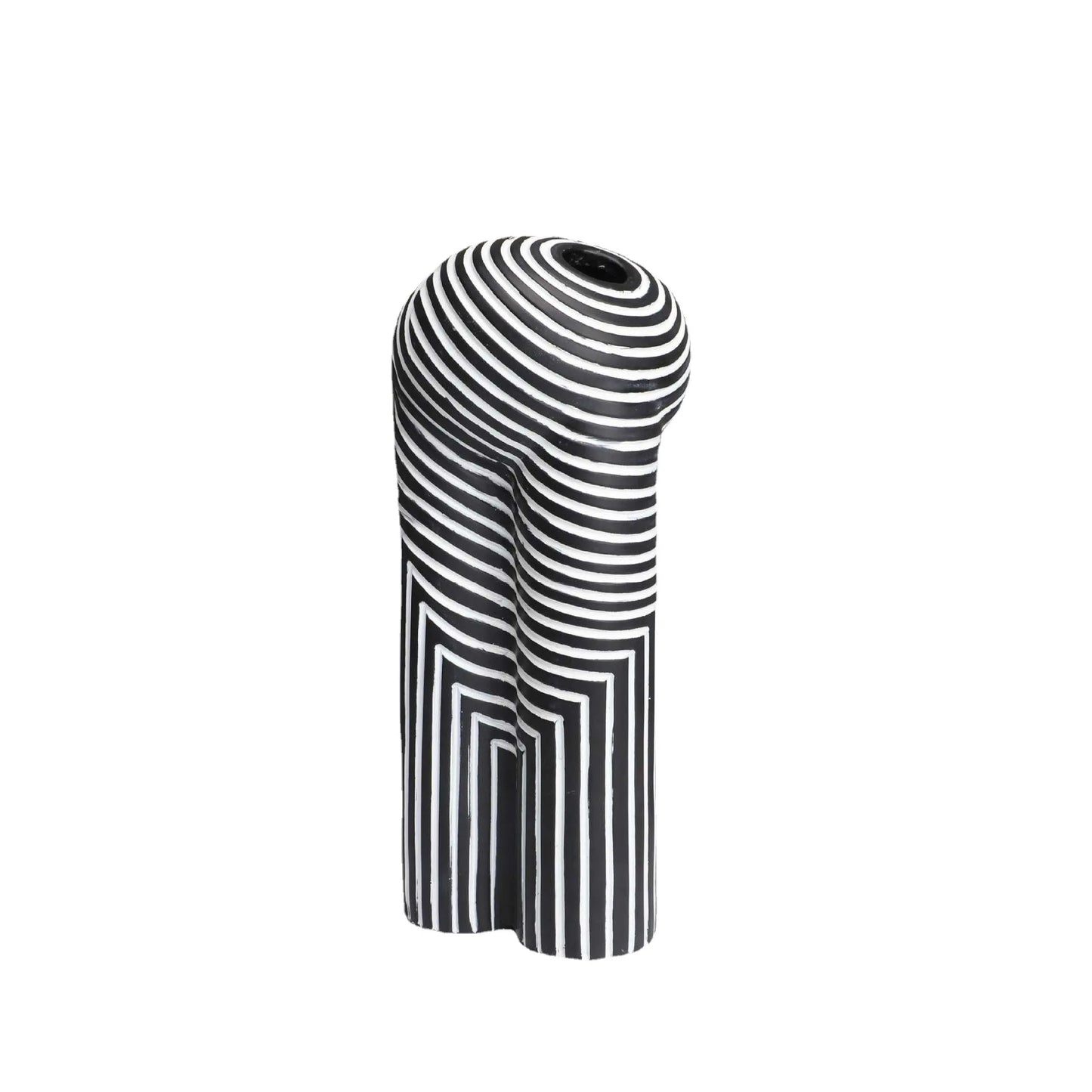 Monochrome Muse Striped Abstract Resin Vase