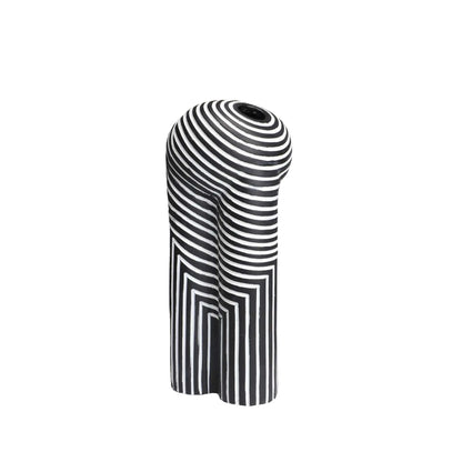 Monochrome Muse Striped Abstract Resin Vase