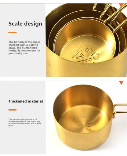 Golden Measure Premium Stainless Steel Cups & Spoons Set