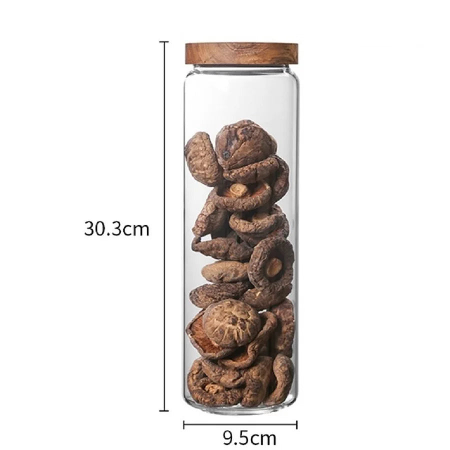 Glass Storage Jar with Airtight Wooden Lid