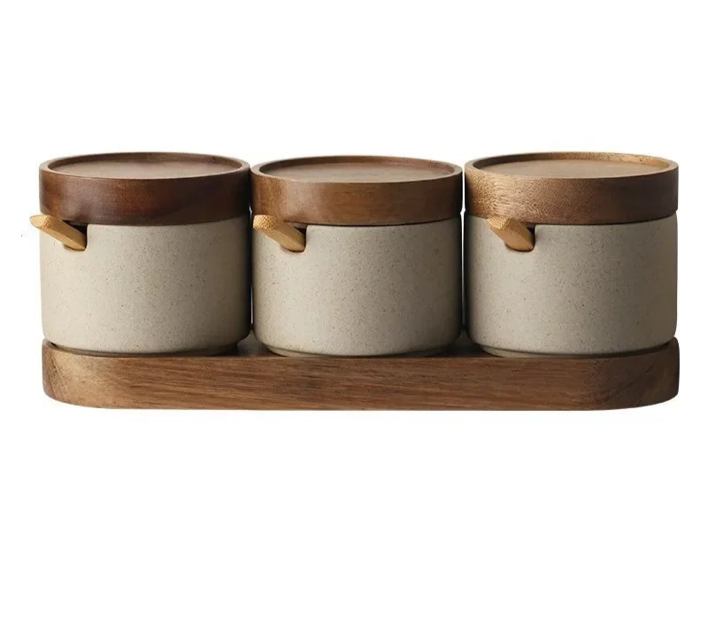 Japanese Ceramic Spice Jar & Condiment Set