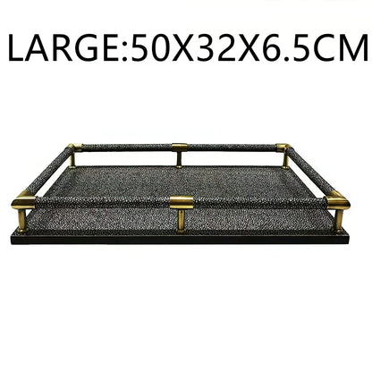 FjordForm  Nordic Leather Handle Tray for Serving  & Home Organisation