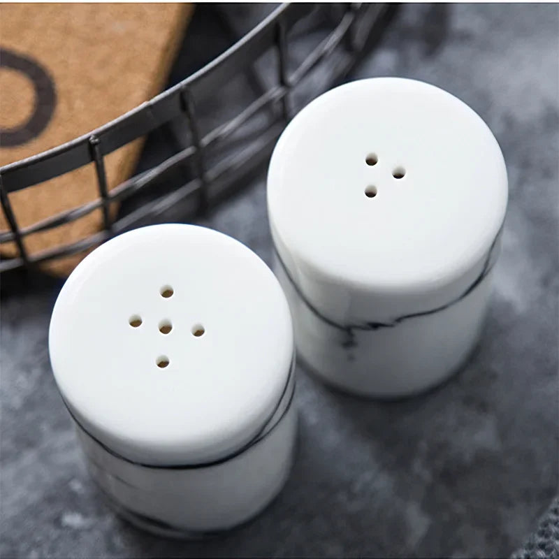 Nordic Marble Effect  Stylish Ceramic  Salt & Pepper Containers