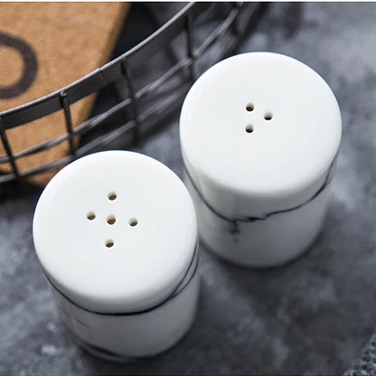 Nordic Marble Effect  Stylish Ceramic  Salt & Pepper Containers