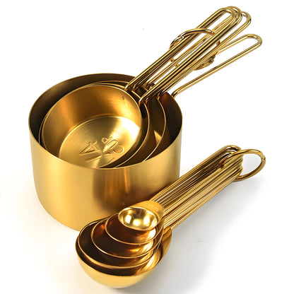 Golden Measure Premium Stainless Steel Cups & Spoons Set
