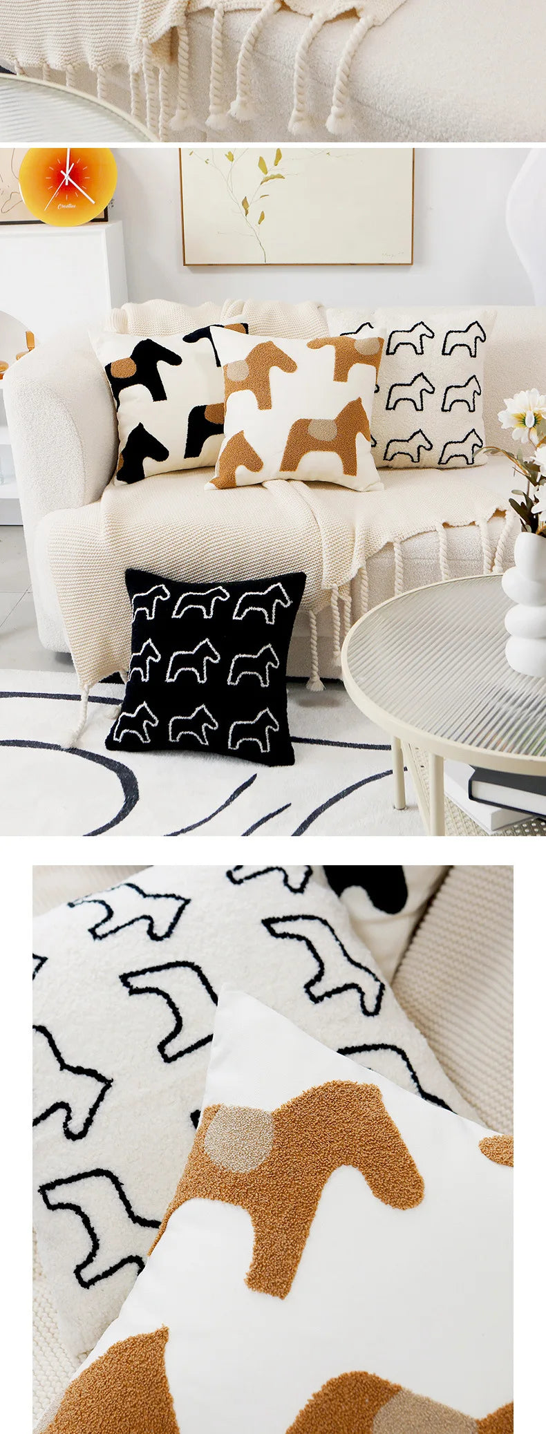 ScandiSnug Cute Embroidered Animal Cushion Cover