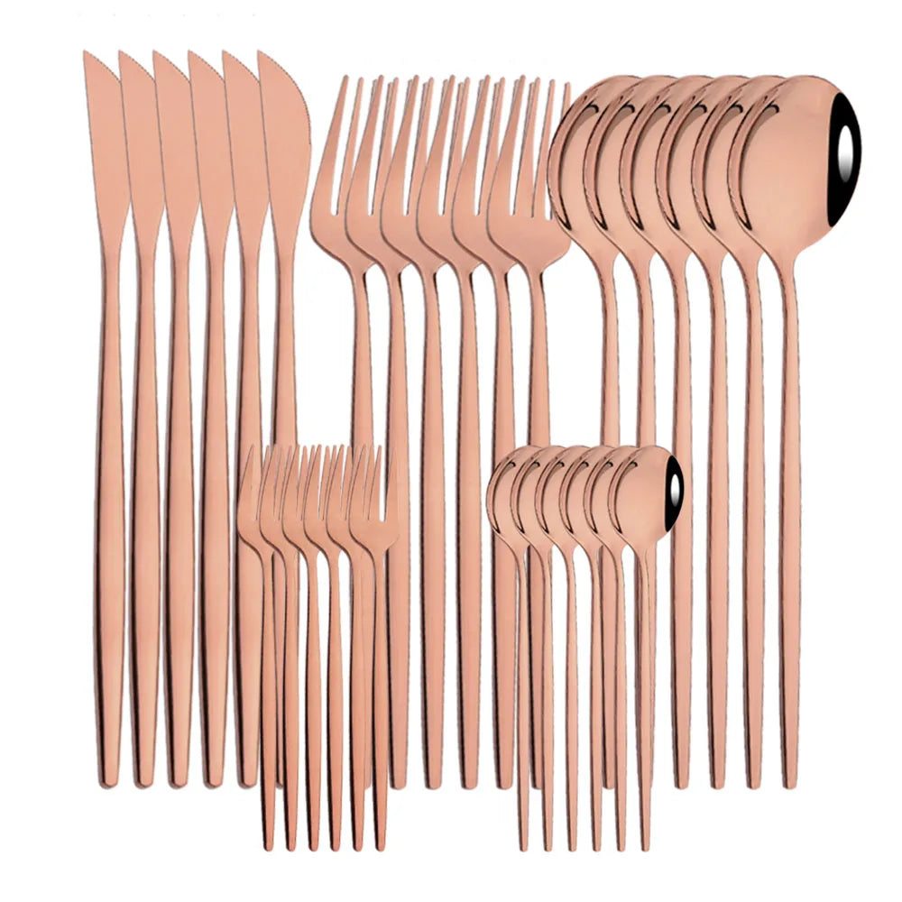 LuxeTone 30 Piece Colourful Stainless Steel Cutlery Set